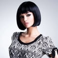thumbnail image 3 of BadPiggies Bob Wig With Flat Bangs 12 Inch Short Straight Hair Flapper Cosplay Costume Party Bob Wigs (Black), 3 of 7