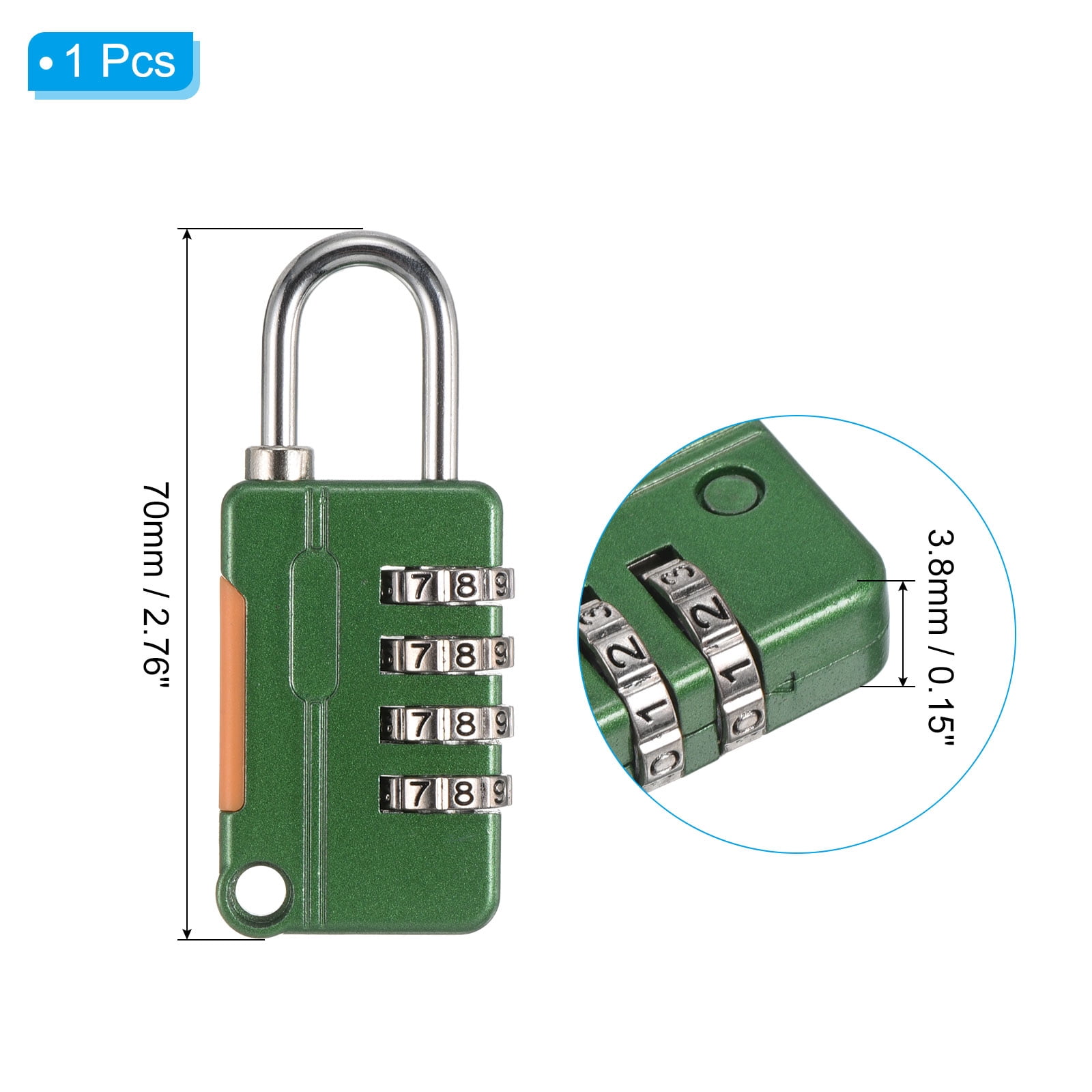 Unique Bargains Digit Combination Lock with Security Cable Green 0.5m