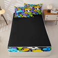 thumbnail image 4 of Homewish Graffiti Boo Skull Zipper Twin Comforter Sets with Fitted Sheet and 2 Pillowcases for Kids, Cartoon Street Spooky Doodle Zipper Bedding Set, Black Reversible, 4pcs, 4 of 6