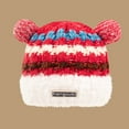 thumbnail image 2 of Winter Caps for Women and Men with Faux Fur Pom-pom Knit Cuffed Beanie Striped Fashion Warm Hats Cold Weather (One Size, Red|2-poms), 2 of 4