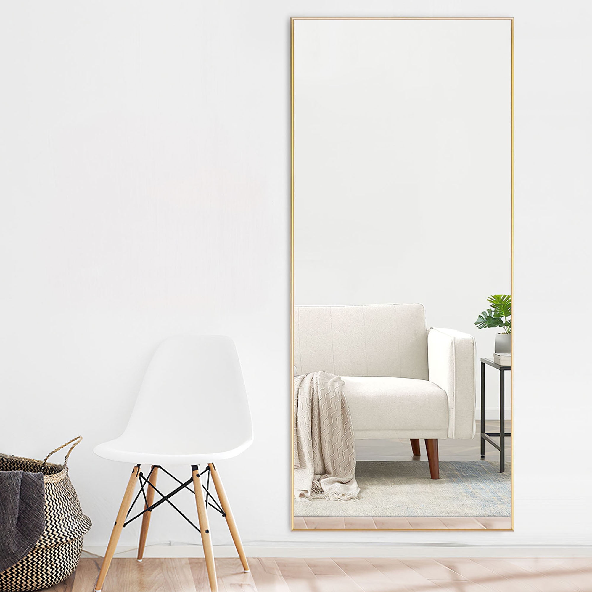 22" x 64" Gold Modern Floor Mirror