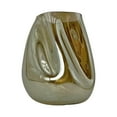thumbnail image 3 of Bergamo Art 10 Inch Tall Decorative Handmade Glass Modern Flower Vase in Gold, 3 of 4