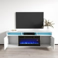 thumbnail image 3 of Reno BL05 Fireplace TV Stand for TVs up to 70", Modern High Gloss 63" Entertainment Center, Electric Fireplace TV Media Console with Storage Cabinets and LED Lights, 3 of 5