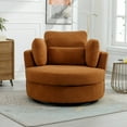 thumbnail image 2 of 42” Swivel Accent Barrel Chairs with Headrest, Chaise Lounge Indoor with Neck Support Pillow, Swivel Chairs for Living Room, Oversized Chair for Bedroom Lounge Hotel, Caramel, 2 of 8