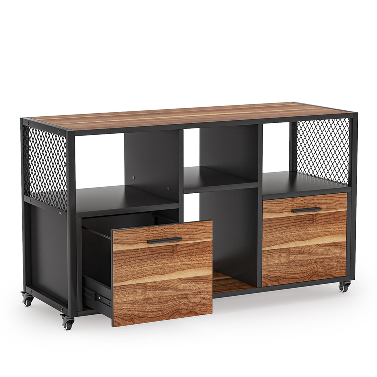 Demi Bonn 2-Drawer File Cabinet, Wood Mobile Filing Cabinet for Home Office, Printer Stand, for A4, Letter-Size Documents, Storage Cabinet for Home Office, Brown