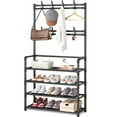 thumbnail image 4 of HioHa Coat and Shoe Rack with 4-tier Shelves and 8 Hooks, Black, 4 of 7