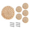 thumbnail image 3 of Boho Rattan Dresser Knobs Round Wooden Drawer Knobs Handmade Wicker Woven and Screws for Boho Furniture Knobs 6Pcs, 3 of 5