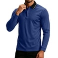 thumbnail image 6 of Josdec Men's Color Block Long Sleeve Top, Turndown Collar Contrast Piping Casual Base Shirt for Daily Layering S‑XXL, 6 of 8