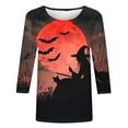 thumbnail image 3 of VKOYWKM Halloween Shirts for Women 3/4 Length Sleeve Women Tops Halloween Witch Graphic T Shirts Funny Crew Neck Vintage Blouses, 3 of 4