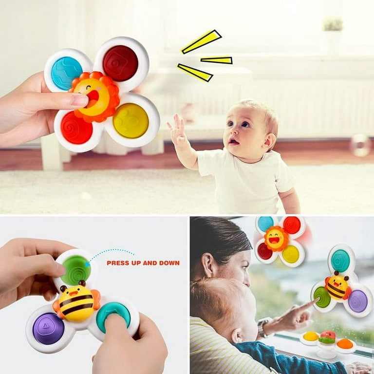 Suction Cup Spinner Toys,Infant Baby Bath Toy,Sensory Toys Rattles Toys  Spinning Toy for 18 Months+ Babies,Gifts for 18 Months-3 Years Old Boy  Girl(3