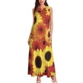 thumbnail image 3 of Red Yellow Sunflower Dress Spring Colorful Flowers Streetwear Bohemia Long Dresses Woman Graphic Party Maxi Dress Big Size 5XL, 3 of 7