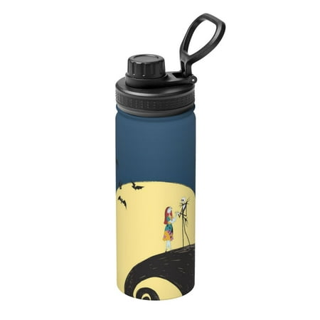 

Moon The Nightmare Before Christmas Unisex Sports Insulated Water Bottles Kettle Stainless Steel Portable Cup 18OZ For School Travel Gym Running