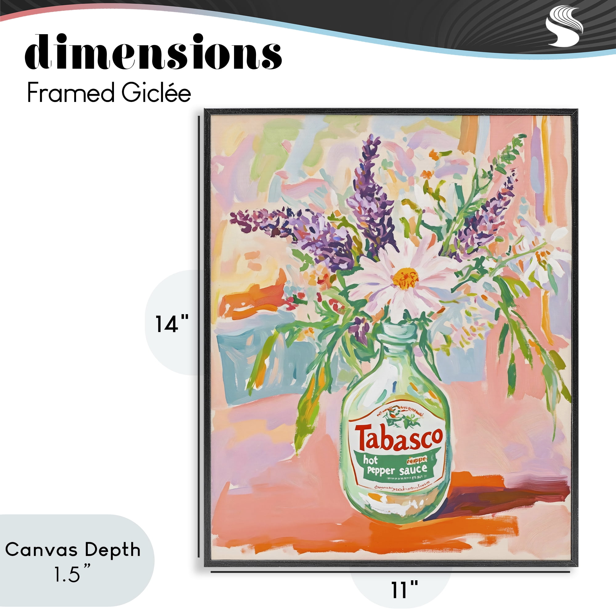 Stupell Industries Hot Sauce Bottle Bouquet Black Framed Giclee Art, design by The Prints Vibe