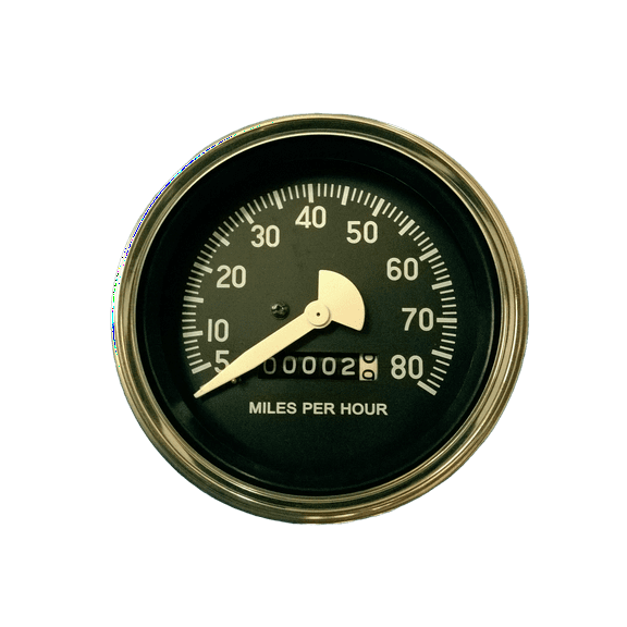 Speedometer for Willys 80 mph black chrome Bezel