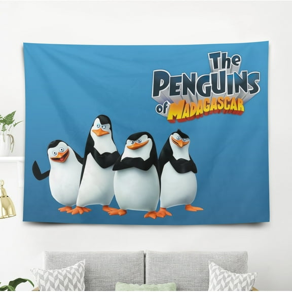 Tapestry for The Penguins of Madagascar Bedroom Dorm wall hanging Funny Poster Backgrounds Banner Party Wall Art Decorations Kids Girls Teens Gifts Cute 40×60 inch
