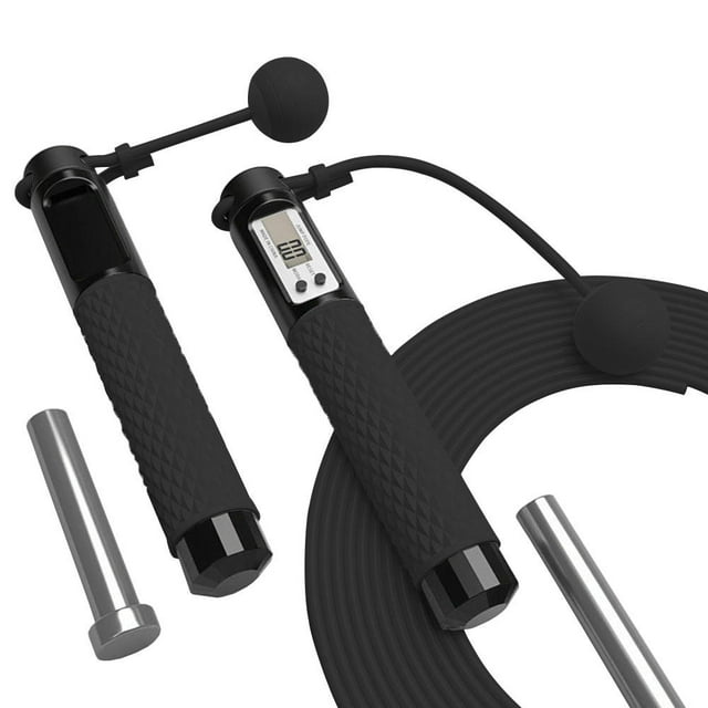 Cordless Counting Jump Rope with Calorie, KM, Miles and Counting Digital Display