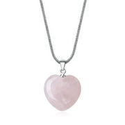 COAI Rose Quartz Crystal Heart Pendant Necklace for Women