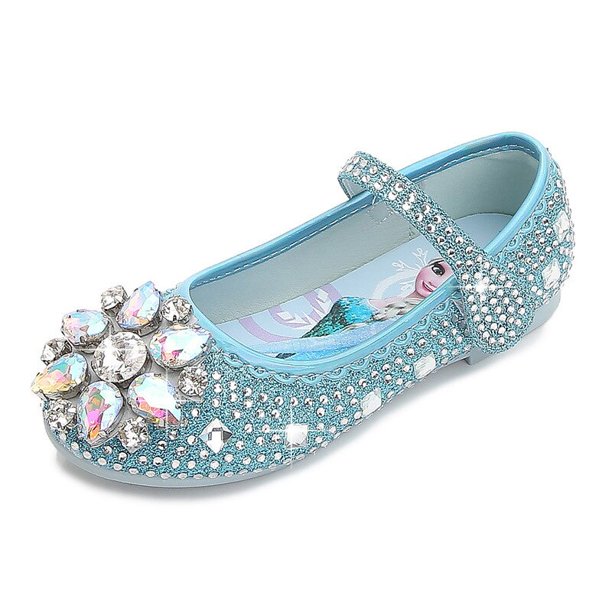 Disney flash diamante elsa princesa moda niños zapatos niñas primavera nuevo estilo coreano flor rhinestone lentejuelas casual shoes34-Insole21cm Gao Jinjia LED