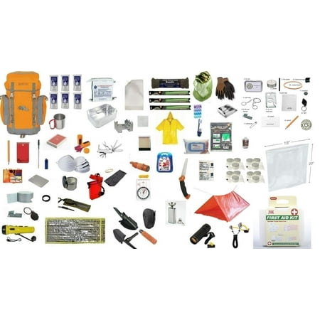 72 Hour Bug Out Bag Backpack Pack Survival Emergency Disaster Kit Preparedness Gear 3 Day (Orange/Grey)