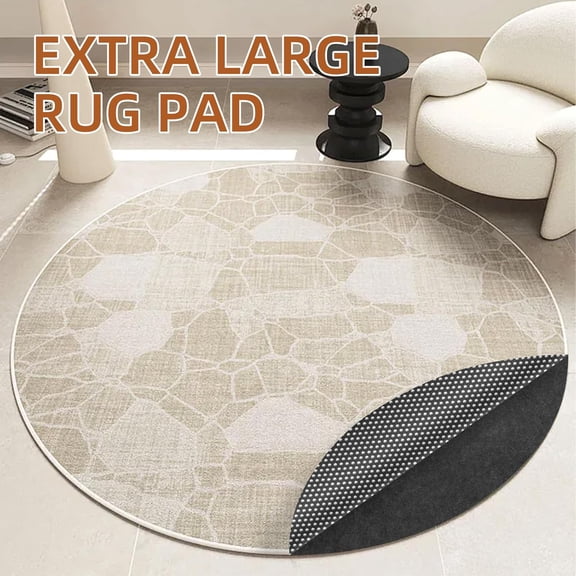 Waterproof Non-Slip Rug Pad, Round 8 Ft Carpet Pads for Large Area Rugs 1/8" Thick Felt Floor Protection Pad for All Floors and Finishes, Keep Rugs in Place and Provide Cushioning (8FT)