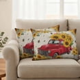 thumbnail image 2 of Outdoor Pillow Covers Pastoral Sunflower Bee Farm Truck Waterproof Pillow Cases 20x12 Set of 2, Retro Letter Throw Pillow Cover Pillowcase for Patio Balcony Couch Garden, 2 of 9