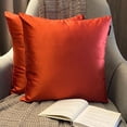 thumbnail image 2 of The HomeCentric Luxury Lumbar Pillow Cover Rust Pack Of 2, 20"x28" (50x70 cm) Satin Solid Oblong Pillow Cover, Solid Modern Cushion Cover Style - Rust Slub Satin, 2 of 14