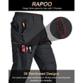 thumbnail image 2 of Pantalones Cargo Rapoo para Hombre Trabajo, Senderismo, Tácticos, Militares y Casuales con Múltiples Bolsillos, Resistente al Agua, Tela Ripstop, Transpirables, Color Negro 30Wx32L, 2 of 6
