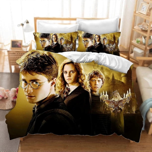 DDONVG Harry Poter Bed Linen Set 135 x 200 cm, Hogwarts Scool Duvet Cover 100% Microfibre with Pillowcase for Boys Girls Children