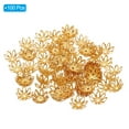 thumbnail image 3 of Uxcell Flower Bead Caps, 100Pcs 14x5mm Hollow Metal Spacer Bead End Caps Rose Gold, 3 of 6