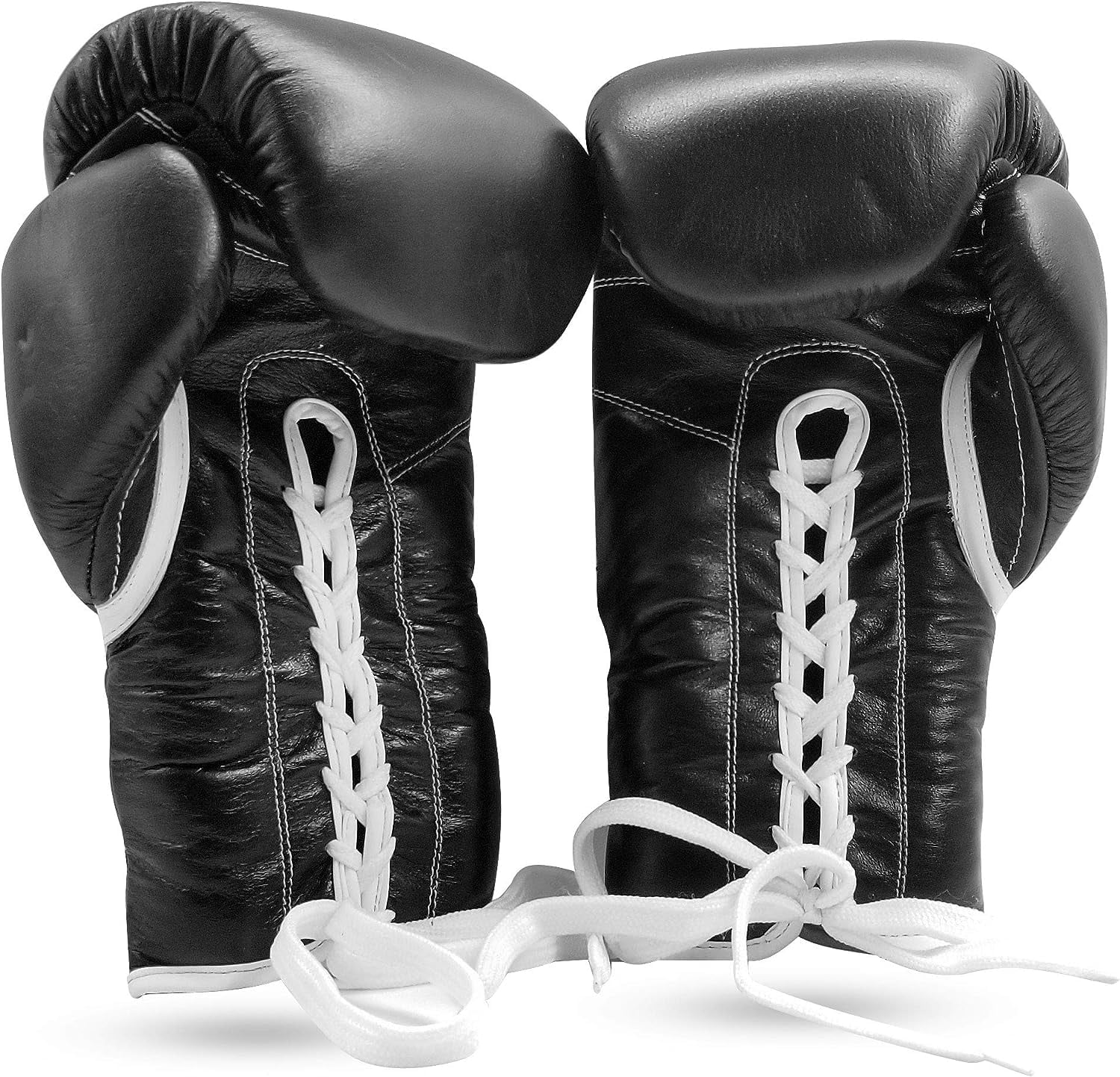 Woldorf USA Boxing Glove Kickboxing Lace up Punching Bag Black Leather Glove Without Logo
