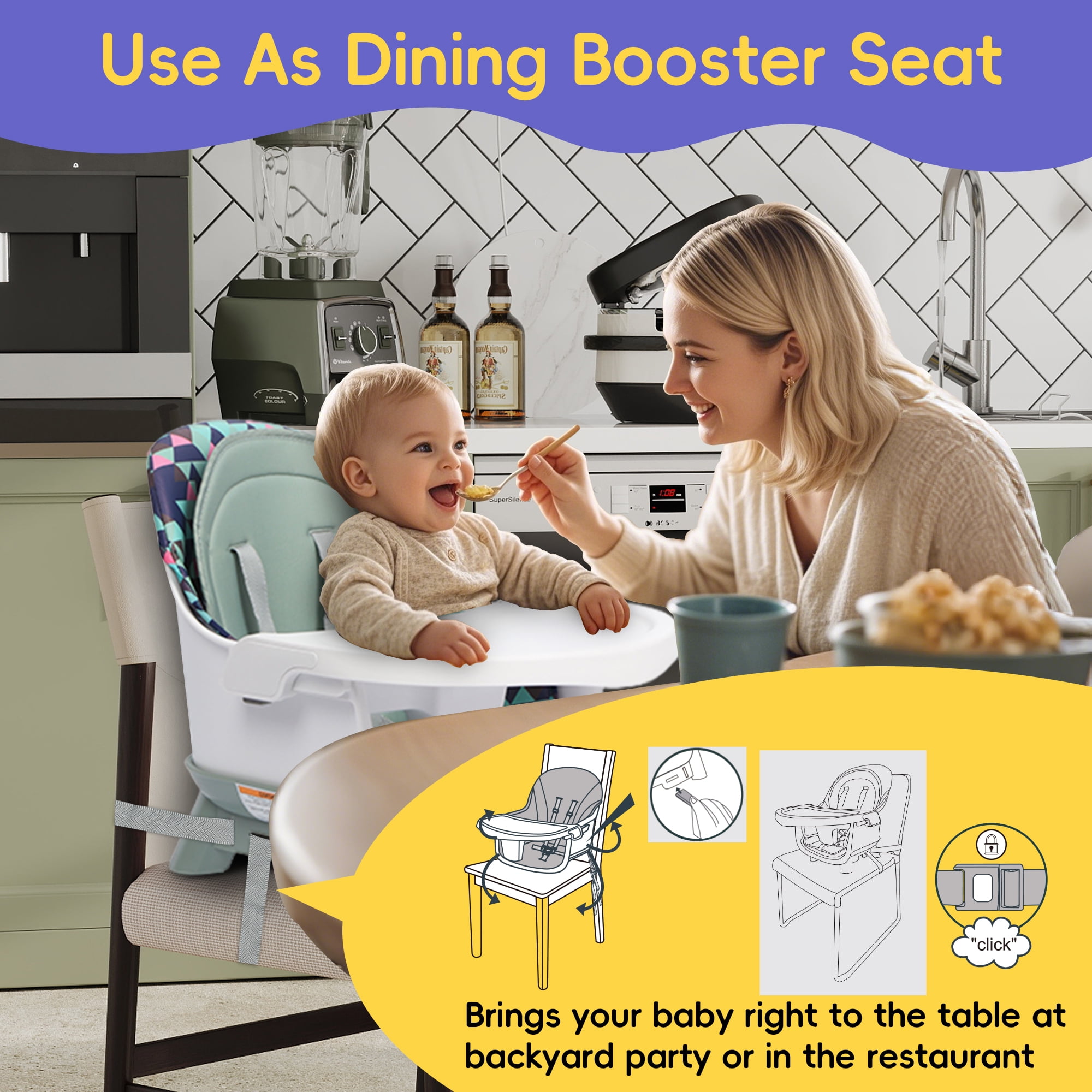Tolead 15-in-1 Baby Highchair & Activity Center, 15-in-1 Convertible High Chair with Green