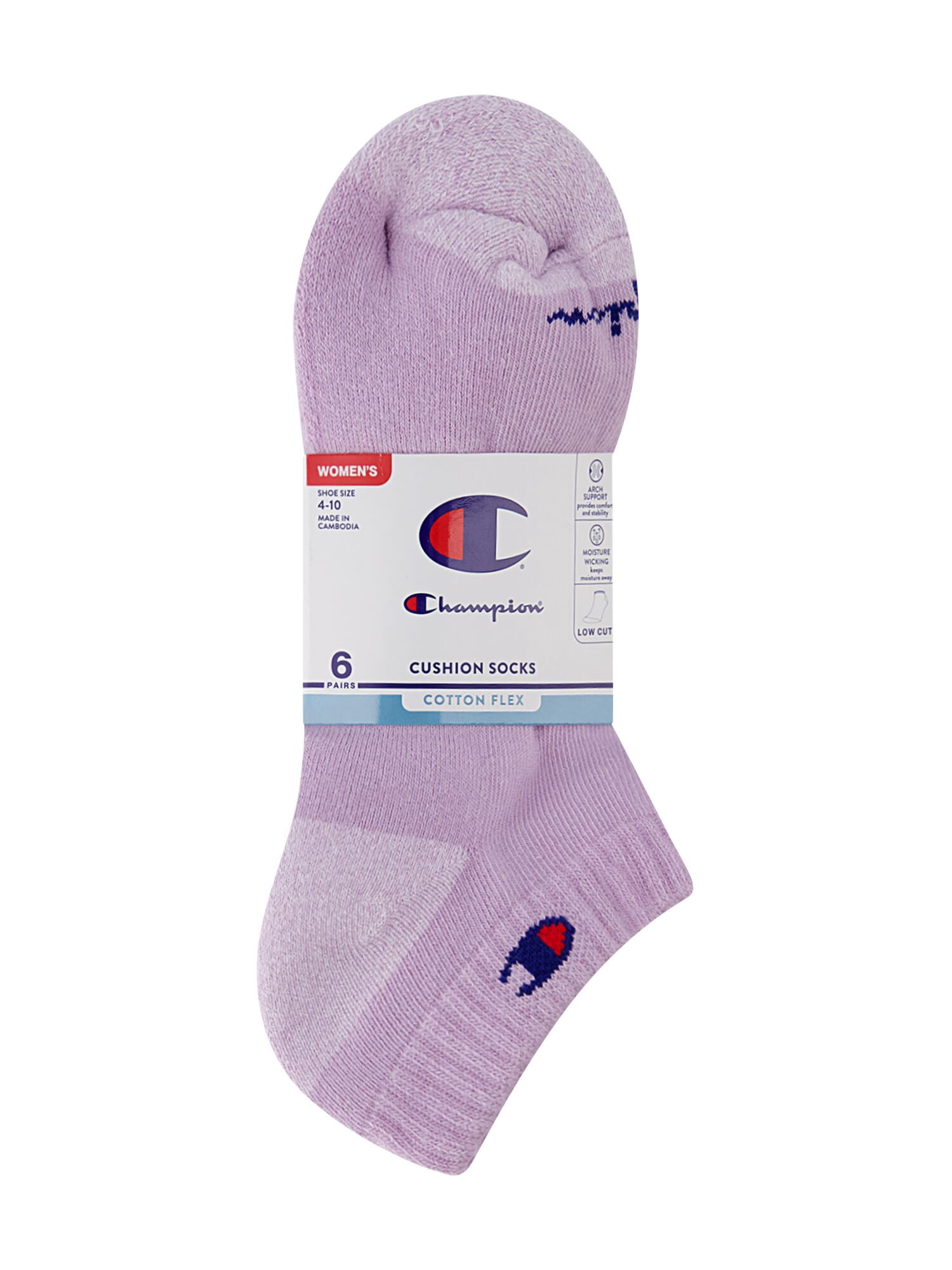 Champion Women’s Low Cut Cushioned Socks, 6 Pack, Sizes 4-10