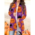 thumbnail image 2 of Gvmfive Womens Halloween Sweaters Long Sleeve Pumpkin Print Open Front Cardigan Blouse, 2 of 4