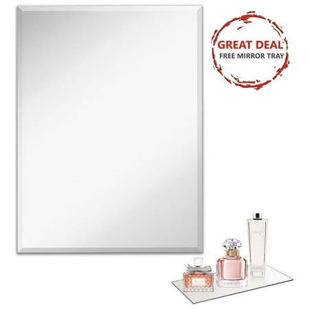 Frameless Rectangle Glass Mirror Large Beveled Edge Mirrored Frameless Rectangle Glass Mirror