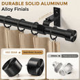 thumbnail image 3 of HEI! DEAR 1" Adjustable Black Curtain Rod Set, Heavy Duty 36-144" with Solid Aluminum Finial for Windows, 3 of 9