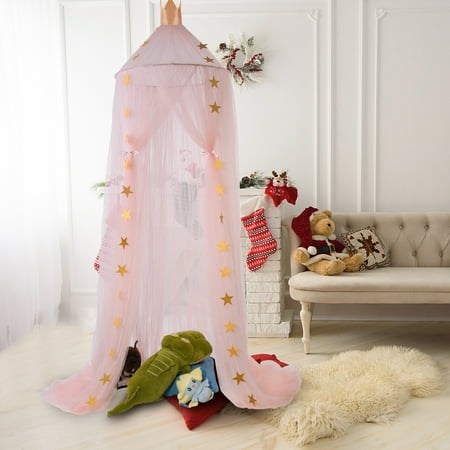 Girls Princess Canopy Bed Netting Canopy for Girls Bed, Princess Romantic Mosquito Netting Curtain Dome Bed Canopy for Kids Toddler Bedroom Nursery Decor, Pink ()