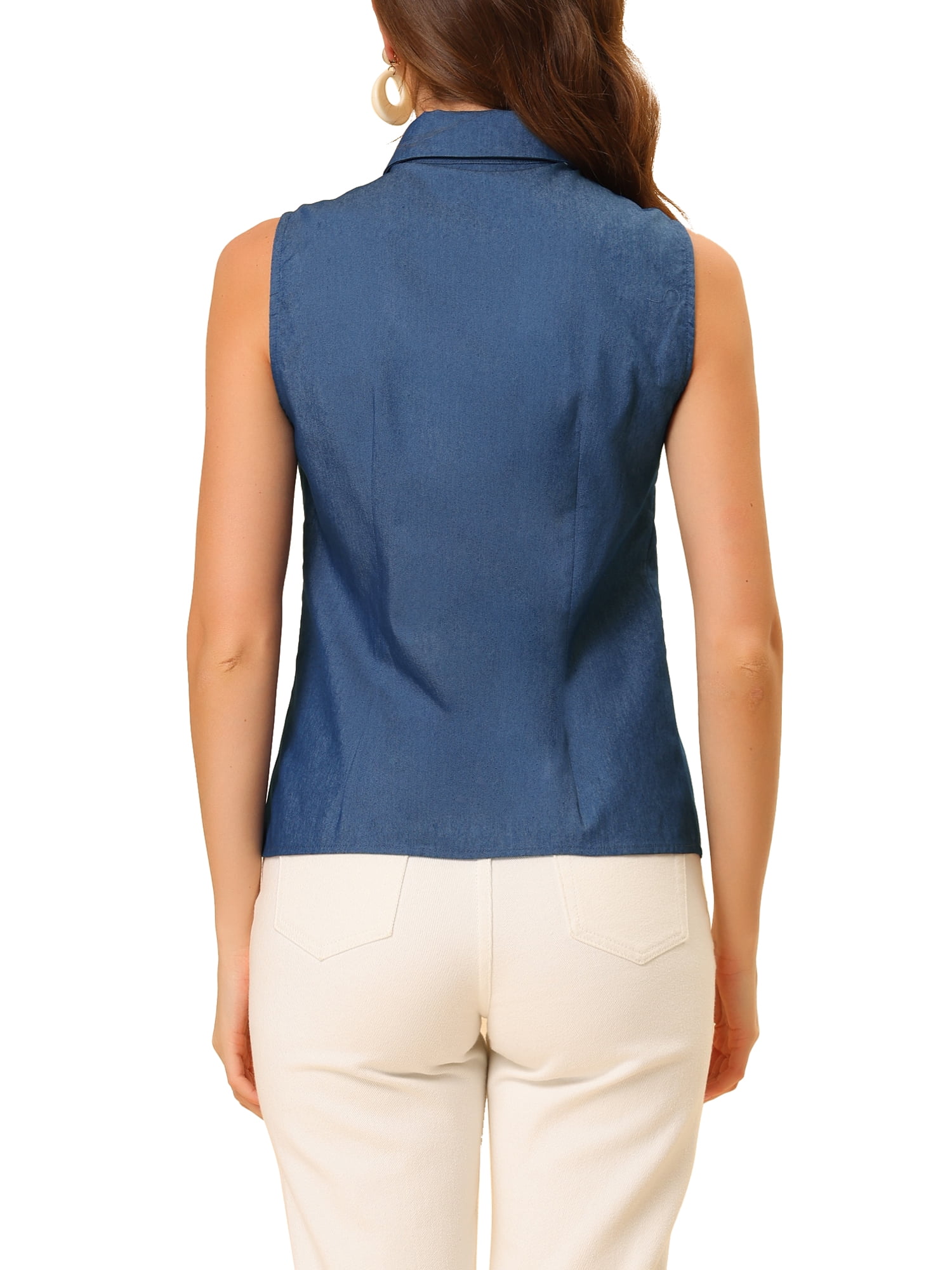 sleeveless peter pan collar shirt