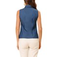 thumbnail image 3 of Allegra K Women's Casual Tank Top Sleeveless Peter Pan Collar Chambray Shirt S Dark Blue, 3 of 7