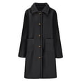 thumbnail image 5 of Lovskoo Women's Winter Fleece Sherpa Jacket Button Down Pockets Long Sleeve Lapel Casual Trendy Outerwear Solid Color Warm Long Coat Black, 5 of 8
