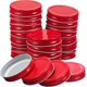 thumbnail image 1 of 30 paquetes de tapas de tarro de Mason, tapas sólidas de almacenamiento a prueba de fugas de boca regular (rojo) Feliz Sencillez, 1 of 5