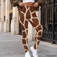 thumbnail image 3 of Xoenoiee Brown Giraffe Print Workout Leggings for Women, 3 of 6