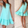 thumbnail image 4 of Prolriy Robes Printemps Été pour Femmes 2025 Été Col Rond Ample Manches Robes Pliantes Taille Ample Robe Mi-Longue Été Robes d'Été pour Femmes Décontractées Robe Mignonne Robes Femmes Bleu1 L, 4 of 4