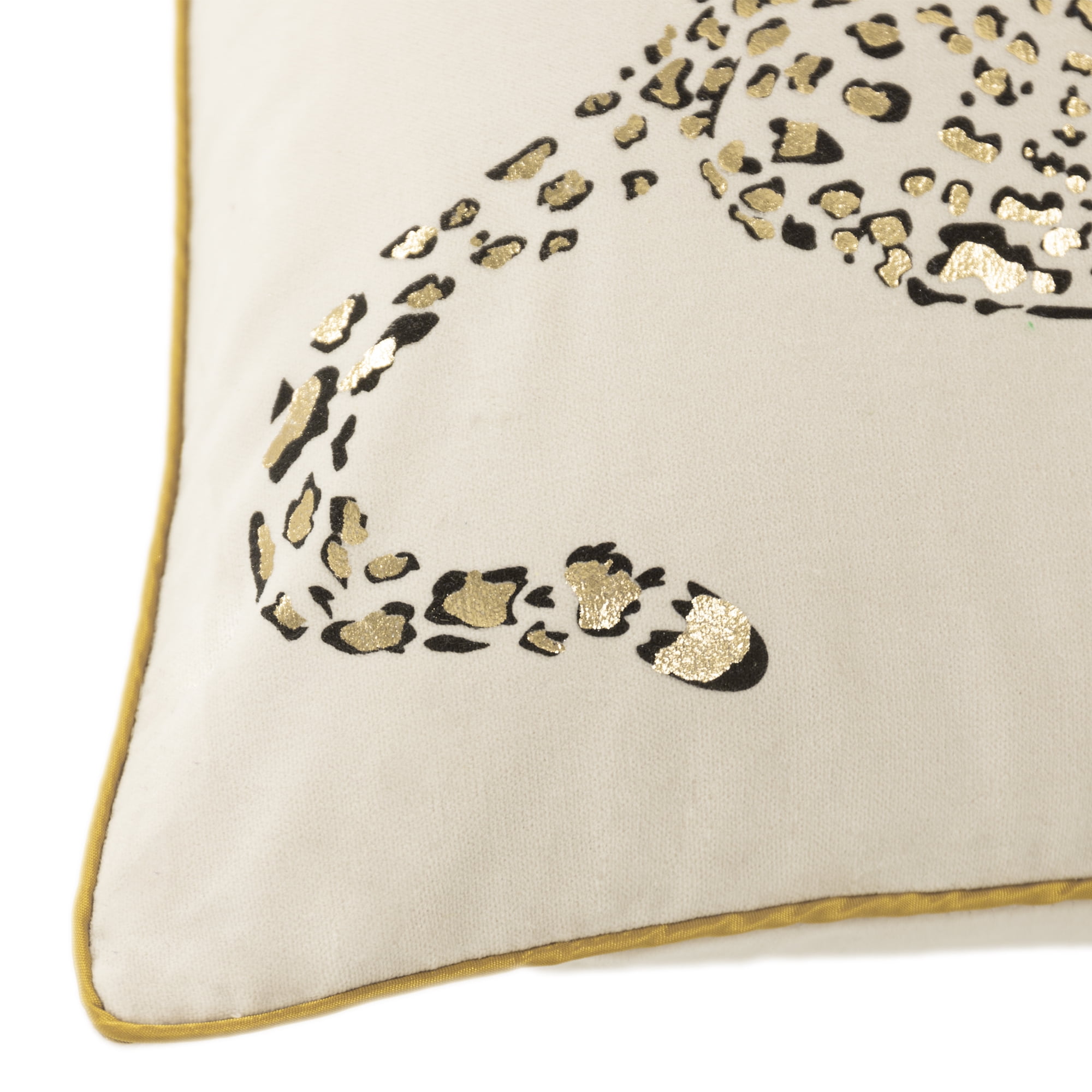 JWH Gold Foil Print Pure Cotton Leopard Throw Pillow Covers Cream 12x20inch for Modern Glam Living Room Bedroom Decoration