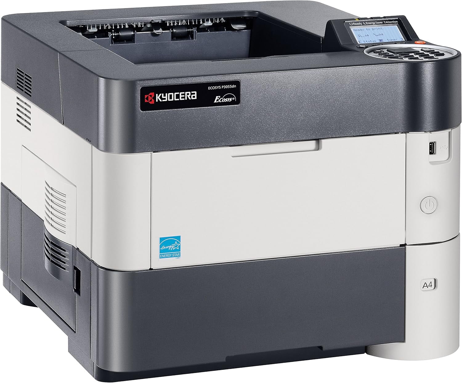 Kyocera ECOSYS P3055dn B&W Network Laser Printer – 55 PPM, 1200 dpi, Duplex, Wireless & Wi-Fi Direct, 5-Line LCD Display - 1102T72US0