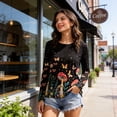 thumbnail image 4 of Bainana Fashion T Shirts For Women Butterfly Print Long Sleeve Crew Neck Tops Breathable Comfortable Ladies Spring Tees Black Size L, 4 of 4