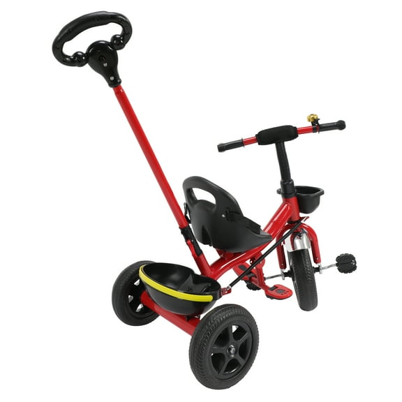 Kids Push Trike with Safety Belt Handrails Storage Tricycle Bike Gift for Toddlers