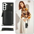 thumbnail image 3 of Dteck Crossbody Zipper Wallet Case for Samsung Galaxy S23,Shockproof PU Leather Credit Card Slot Holder Strap Shoulder Chain Flip PU Purse Kickstand Phone Cover for Women Girls,Black, 3 of 10
