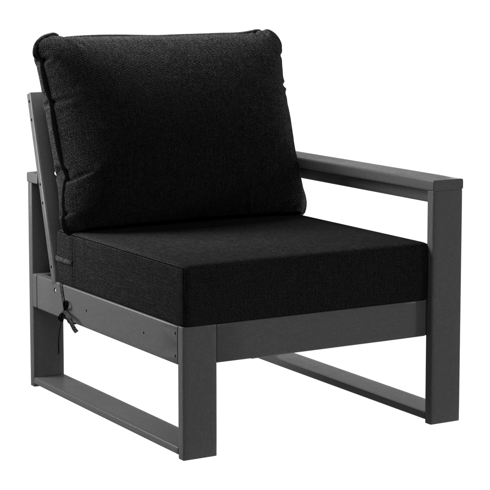 WestinTrends Montara 8-Piece Modern HDPE Outdoor Patio Furniture Conversation Set with Coffee Table and Ottomans, Black