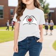 thumbnail image 5 of Kids White T-Shirt for Girls with Heart Print, 100% Cotton Short Sleeve Tee, Casual Top for Ages 4-10,Size 9 T, 5 of 9