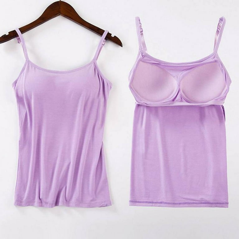 Women Padded Bra Camisole Top Vest Female Camisole With Built In Bra White  XL
